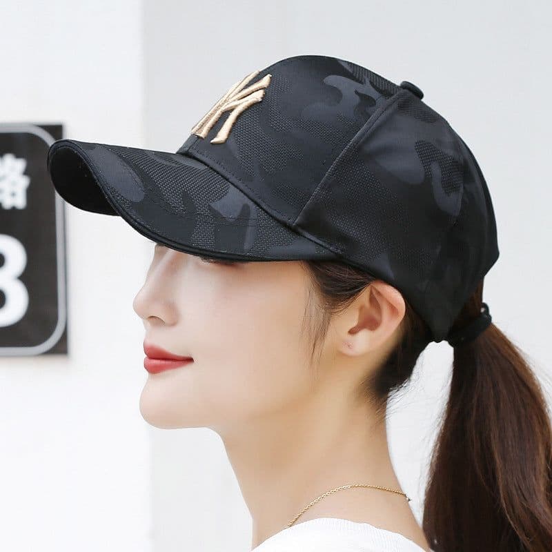image-Camouflage baseball cap women's spring and autumn new men's outdoor sun hat net red embroidered letters couple caps