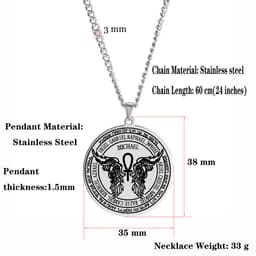 image-Stainless Steel 12 Guardian Archangel Medal Wings Heart Anhe Life Force Magic Amulet Pendant Necklace