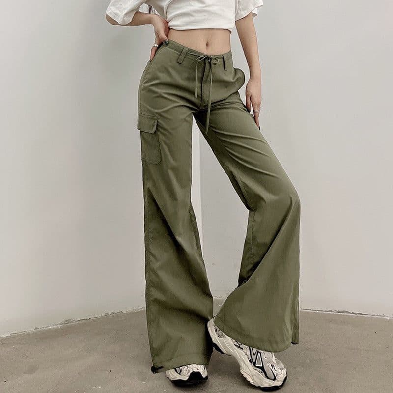 image-European and American style women's clothing 2022 spring fashion bow tie pocket overalls low waist slim casual leggings