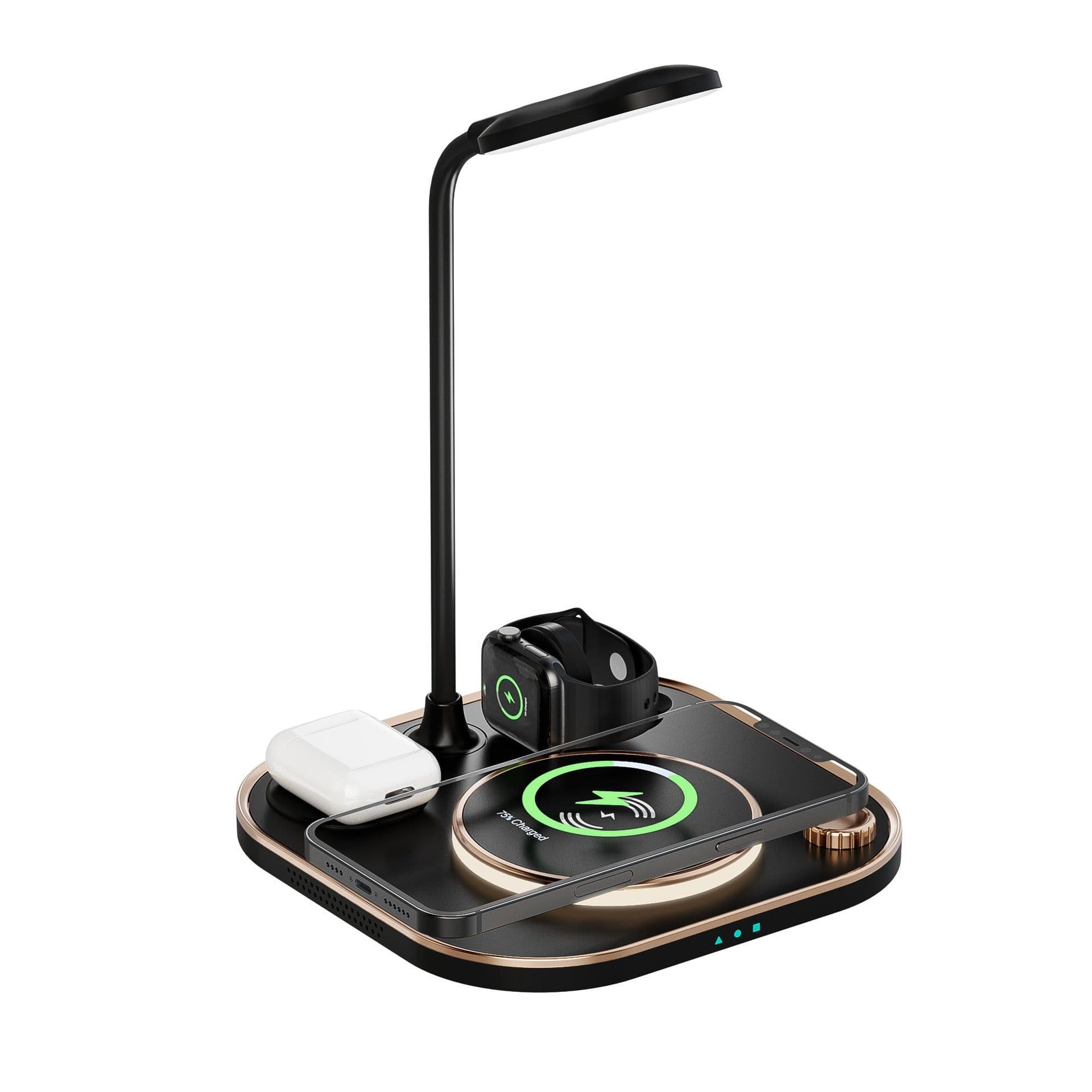 image-Cross-border three-in-one wireless charger 15w fast charge for Apple mobile phone watch headset table lamp four-in-one