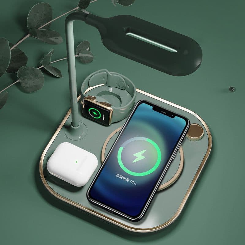 image-Cross-border three-in-one wireless charger 15w fast charge for Apple mobile phone watch headset table lamp four-in-one