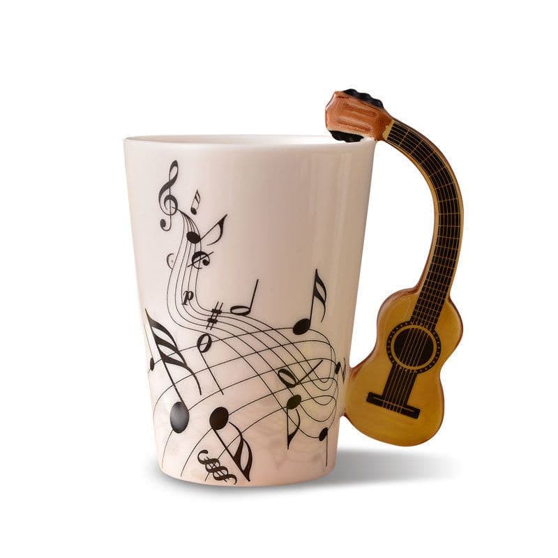 image-Ceramic music mug mug electric guitar musical instrument water mug creative coffee mug enamel porcelain mug color box