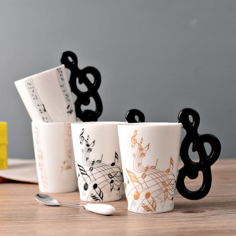 image-Ceramic music mug mug electric guitar musical instrument water mug creative coffee mug enamel porcelain mug color box