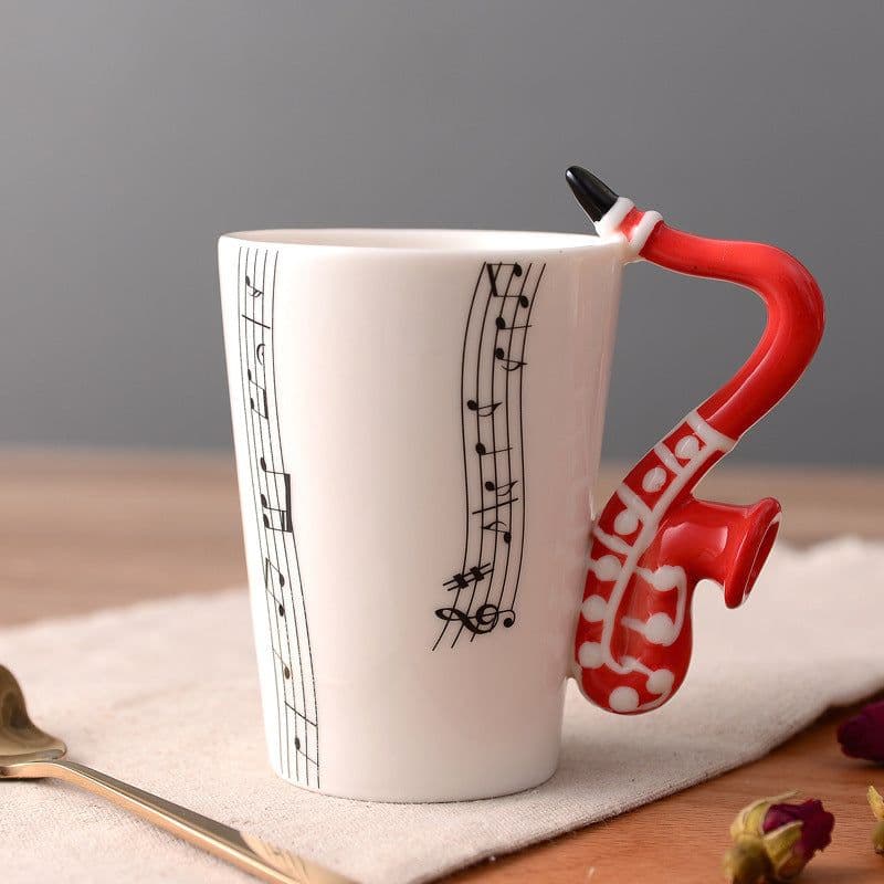 image-Ceramic music mug mug electric guitar musical instrument water mug creative coffee mug enamel porcelain mug color box