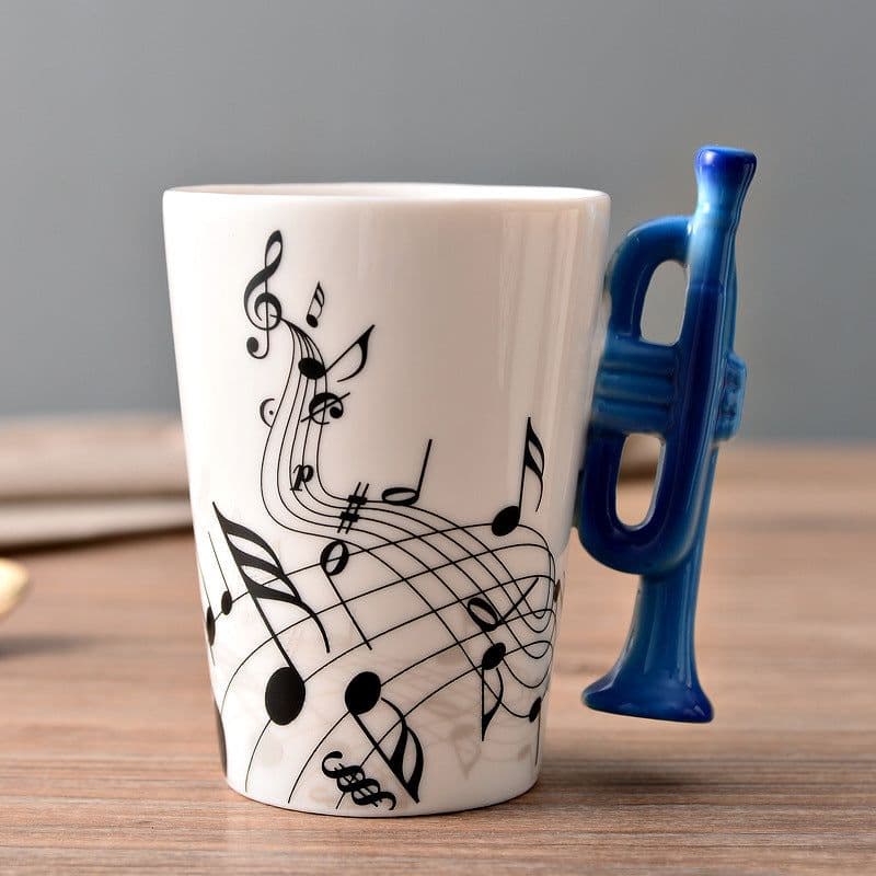 image-Ceramic music mug mug electric guitar musical instrument water mug creative coffee mug enamel porcelain mug color box