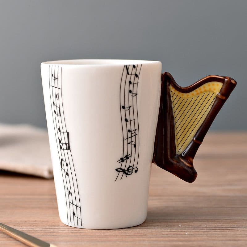 image-Ceramic music mug mug electric guitar musical instrument water mug creative coffee mug enamel porcelain mug color box