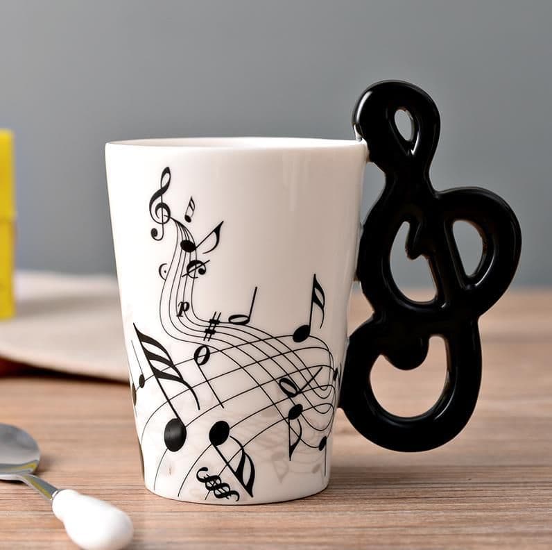 image-Ceramic music mug mug electric guitar musical instrument water mug creative coffee mug enamel porcelain mug color box