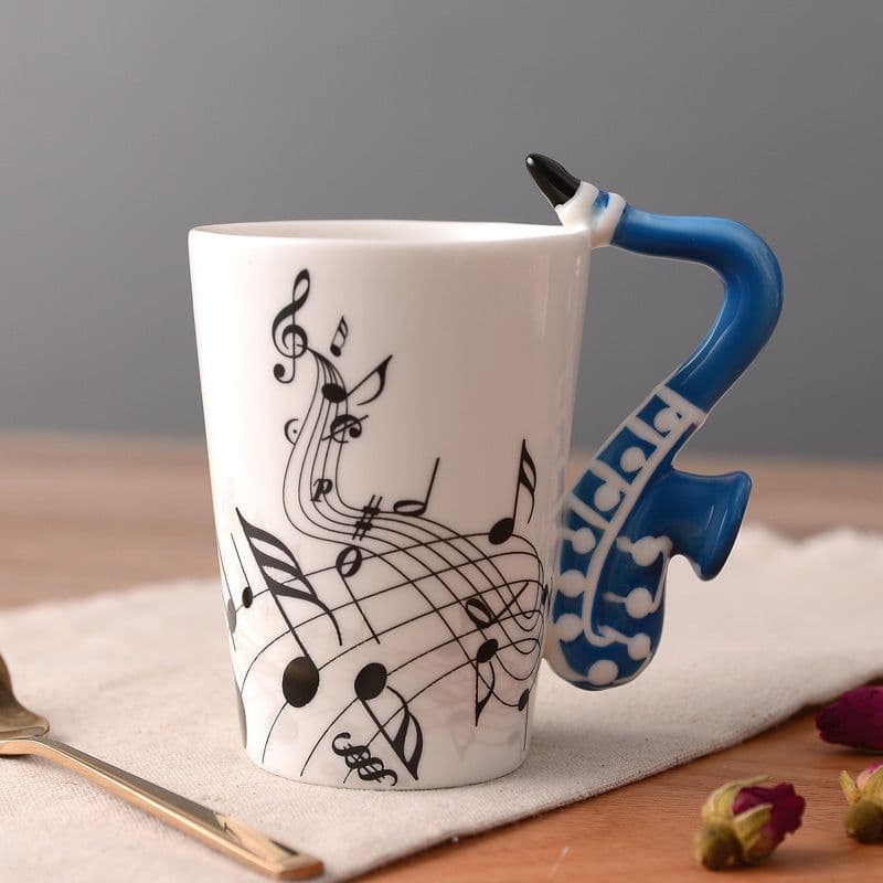 image-Ceramic music mug mug electric guitar musical instrument water mug creative coffee mug enamel porcelain mug color box