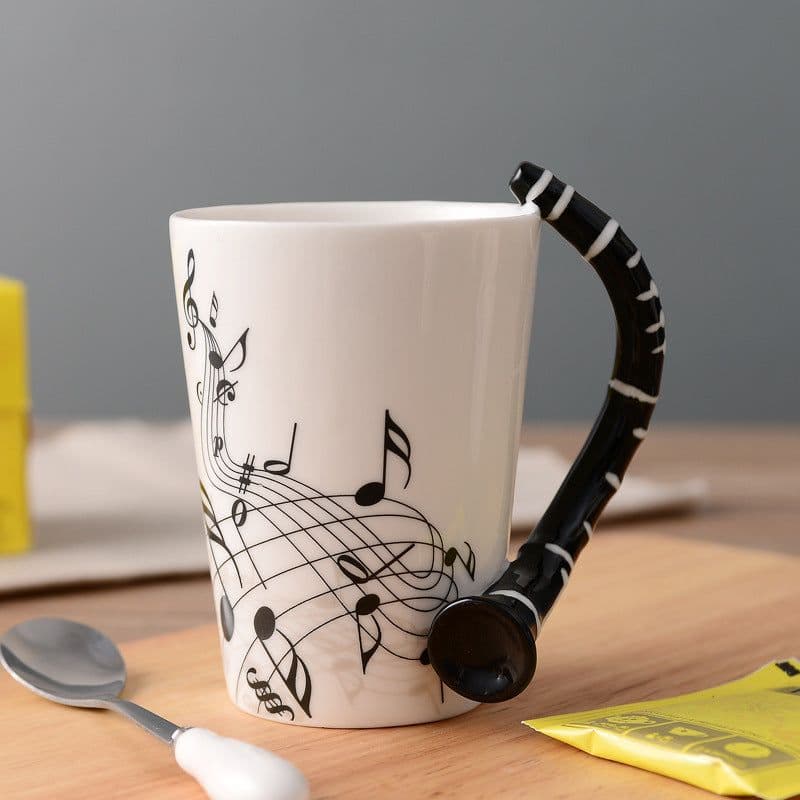 image-Ceramic music mug mug electric guitar musical instrument water mug creative coffee mug enamel porcelain mug color box