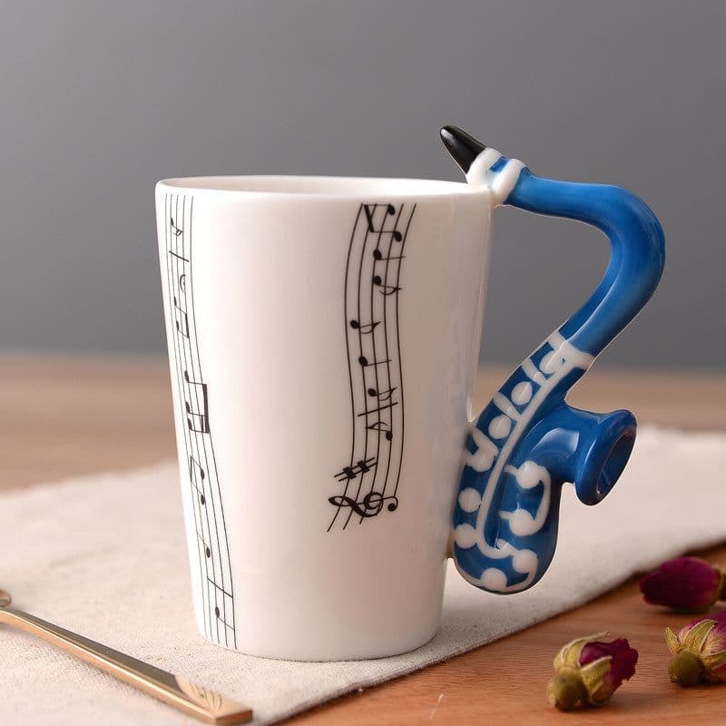 image-Ceramic music mug mug electric guitar musical instrument water mug creative coffee mug enamel porcelain mug color box