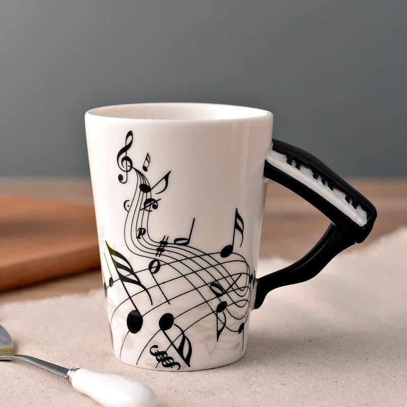image-Ceramic music mug mug electric guitar musical instrument water mug creative coffee mug enamel porcelain mug color box
