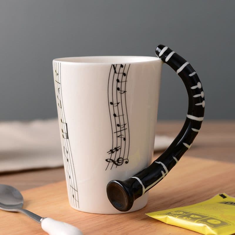 image-Ceramic music mug mug electric guitar musical instrument water mug creative coffee mug enamel porcelain mug color box