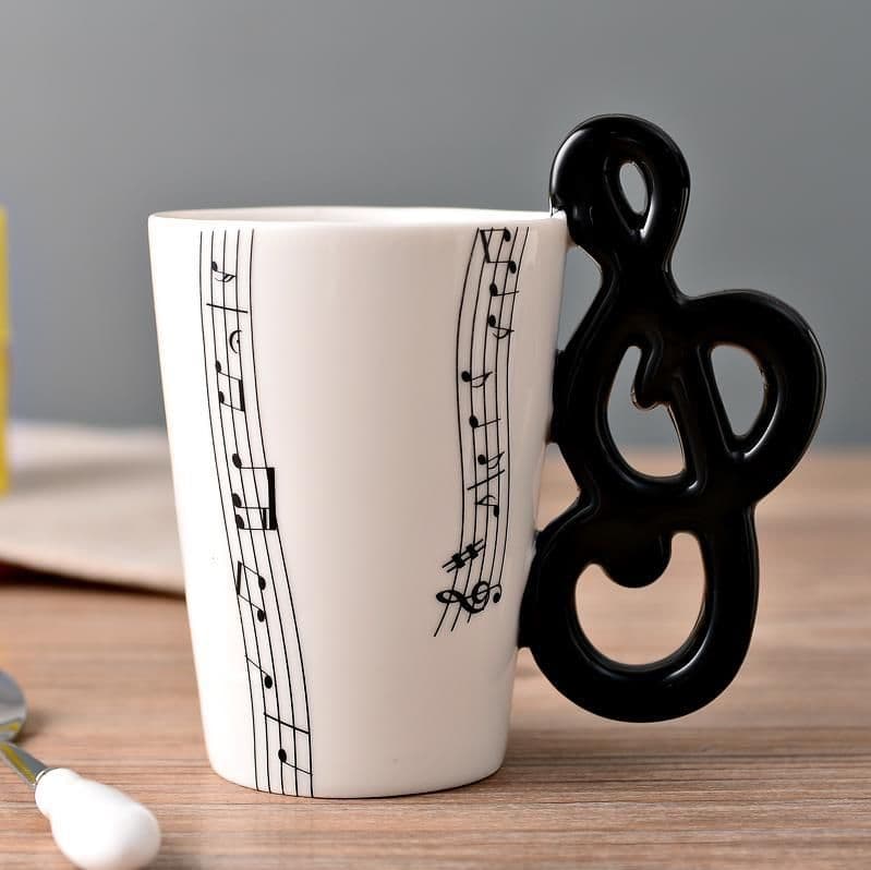 image-Ceramic music mug mug electric guitar musical instrument water mug creative coffee mug enamel porcelain mug color box