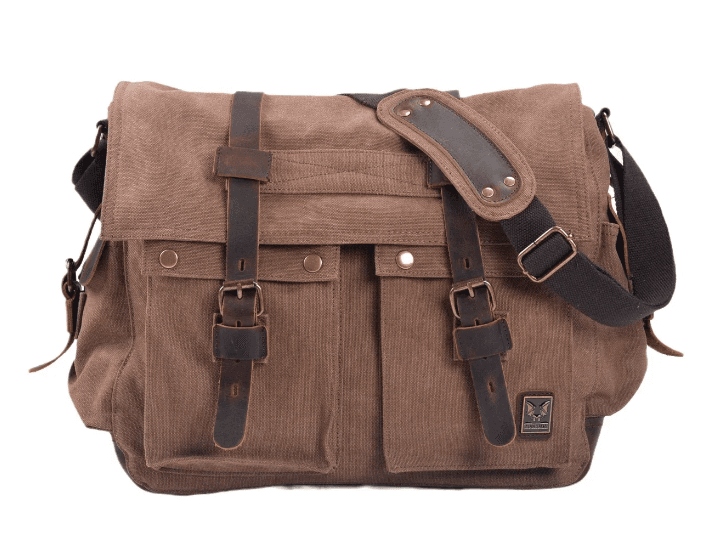 image-Muchuan cloth bag wholesale European and American retro canvas with crazy horse leather men's and women's messenger bag shoulder casual shoulder bag