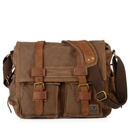 image-Muchuan cloth bag wholesale European and American retro canvas with crazy horse leather men's and women's messenger bag shoulder casual shoulder bag