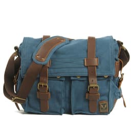 image-Muchuan cloth bag wholesale European and American retro canvas with crazy horse leather men's and women's messenger bag shoulder casual shoulder bag