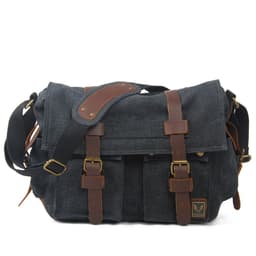 image-Muchuan cloth bag wholesale European and American retro canvas with crazy horse leather men's and women's messenger bag shoulder casual shoulder bag