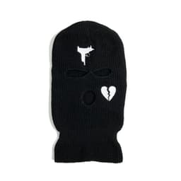 image-Cross-border foreign trade three-hole knitted cap embroidery pistol heart cracked acrylic ski mask ski mask manufacturer