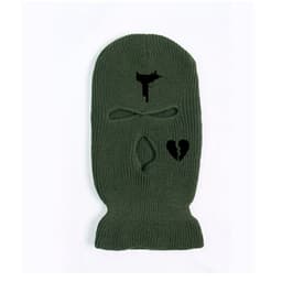 image-Cross-border foreign trade three-hole knitted cap embroidery pistol heart cracked acrylic ski mask ski mask manufacturer