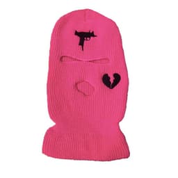image-Cross-border foreign trade three-hole knitted cap embroidery pistol heart cracked acrylic ski mask ski mask manufacturer