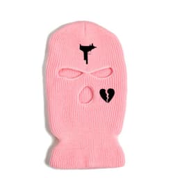 image-Cross-border foreign trade three-hole knitted cap embroidery pistol heart cracked acrylic ski mask ski mask manufacturer