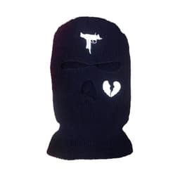 image-Cross-border foreign trade three-hole knitted cap embroidery pistol heart cracked acrylic ski mask ski mask manufacturer