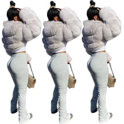 image-A1158 Cross-border exclusively for solid color sweater fabric mid-waist pleated slit micro-flare sweatpants