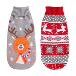 image-Christmas Reindeer Maple Snowflake Festive Pet Clothes Turtleneck Knit Sweater Dog Cat Costume Winter Coat