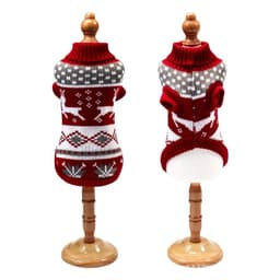 image-Christmas Reindeer Maple Snowflake Festive Pet Clothes Turtleneck Knit Sweater Dog Cat Costume Winter Coat