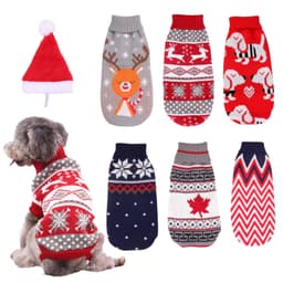 image-Christmas Reindeer Maple Snowflake Festive Pet Clothes Turtleneck Knit Sweater Dog Cat Costume Winter Coat
