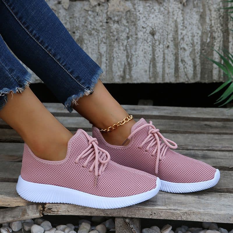 image-2022 new spring, summer and autumn all-match women's single shoes flat soft sole shoes Korean version trend casual flying woven sports running shoes