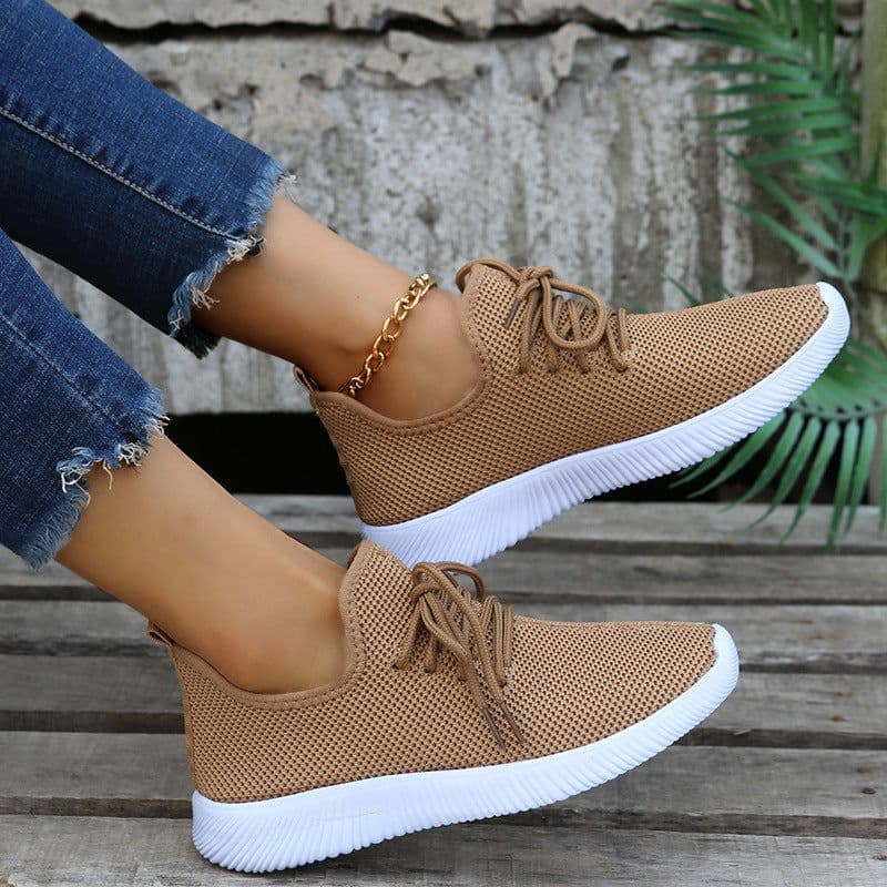 image-2022 new spring, summer and autumn all-match women's single shoes flat soft sole shoes Korean version trend casual flying woven sports running shoes