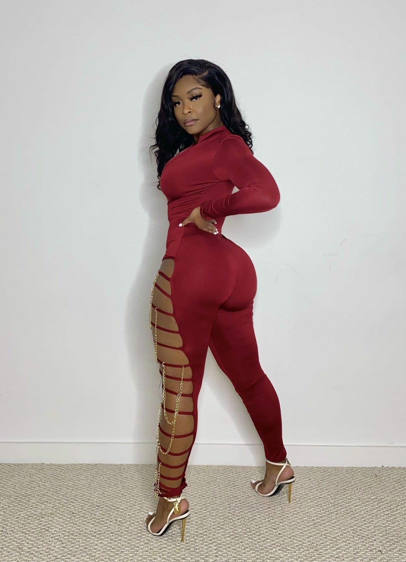 image-YD1065 European and American women's clothing Amazon's new solid color sexy chain jumpsuit cross-border women's clothing