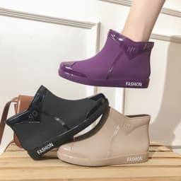image-New rain boots women's fashion all-match adult non-slip wear-resistant short rain boots rubber shoes waterproof shoes kitchen work water boots