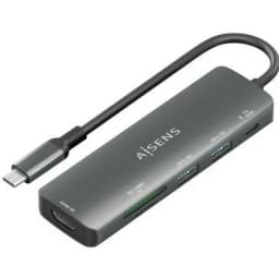 image-USB Hub Aisens USB-C DOCK 6 EN 1 GRIS Grey 100 W