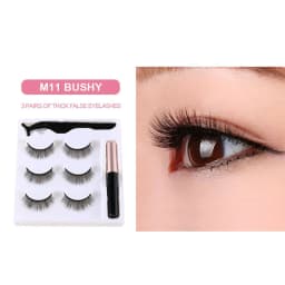image-Cross-border magnetic eyeliner liquid false eyelashes natural set iron magnet glue-free eyelashes magnetic three pairs of eyelashes
