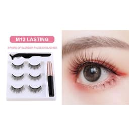 image-Cross-border magnetic eyeliner liquid false eyelashes natural set iron magnet glue-free eyelashes magnetic three pairs of eyelashes