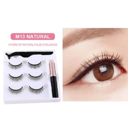 image-Cross-border magnetic eyeliner liquid false eyelashes natural set iron magnet glue-free eyelashes magnetic three pairs of eyelashes