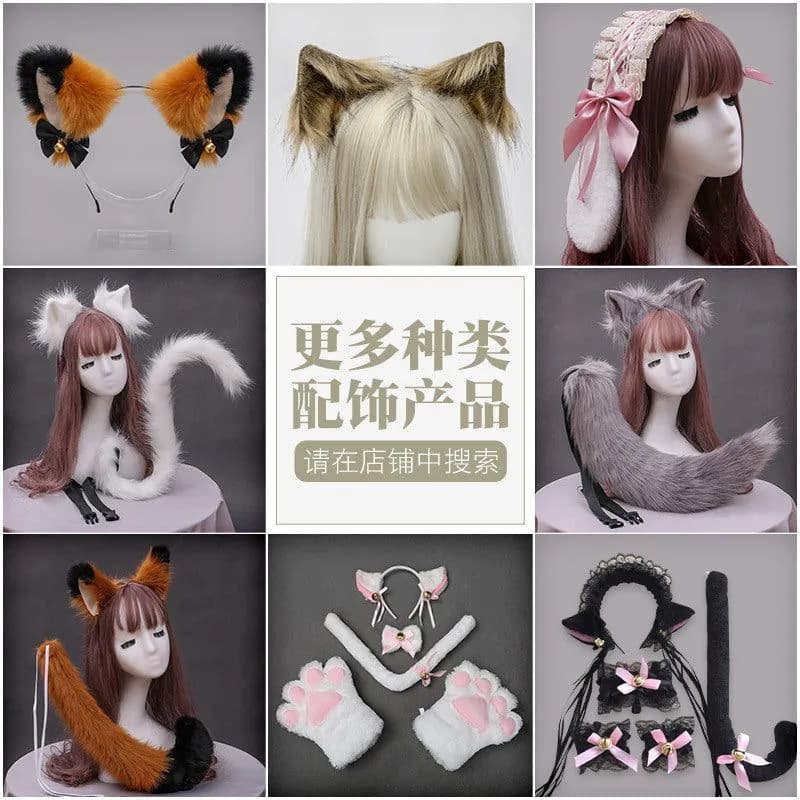 image-One piece Japanese cute plush bell bow Lolita headwear fox ear accessories cat ear headband