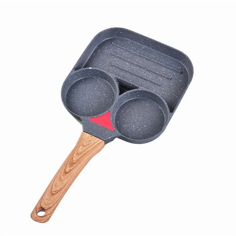 image-Net red fried egg pan double-hole flat-bottomed hamburger pan breakfast fried egg four-hole fried steak small frying pan barbecue non-stick pan