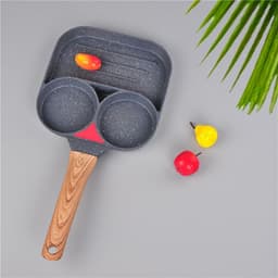 image-Net red fried egg pan double-hole flat-bottomed hamburger pan breakfast fried egg four-hole fried steak small frying pan barbecue non-stick pan