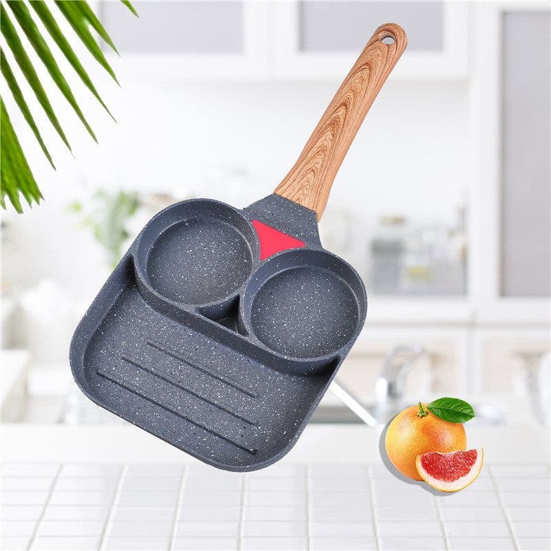 image-Net red fried egg pan double-hole flat-bottomed hamburger pan breakfast fried egg four-hole fried steak small frying pan barbecue non-stick pan