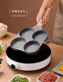 image-Net red fried egg pan double-hole flat-bottomed hamburger pan breakfast fried egg four-hole fried steak small frying pan barbecue non-stick pan