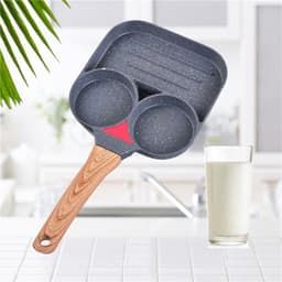 image-Net red fried egg pan double-hole flat-bottomed hamburger pan breakfast fried egg four-hole fried steak small frying pan barbecue non-stick pan