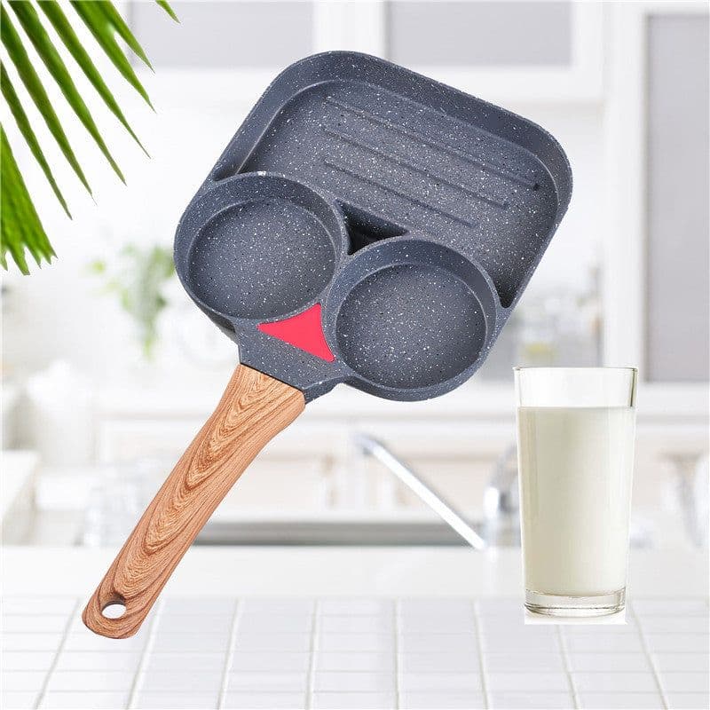 image-Net red fried egg pan double-hole flat-bottomed hamburger pan breakfast fried egg four-hole fried steak small frying pan barbecue non-stick pan