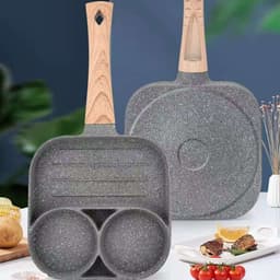 image-Net red fried egg pan double-hole flat-bottomed hamburger pan breakfast fried egg four-hole fried steak small frying pan barbecue non-stick pan