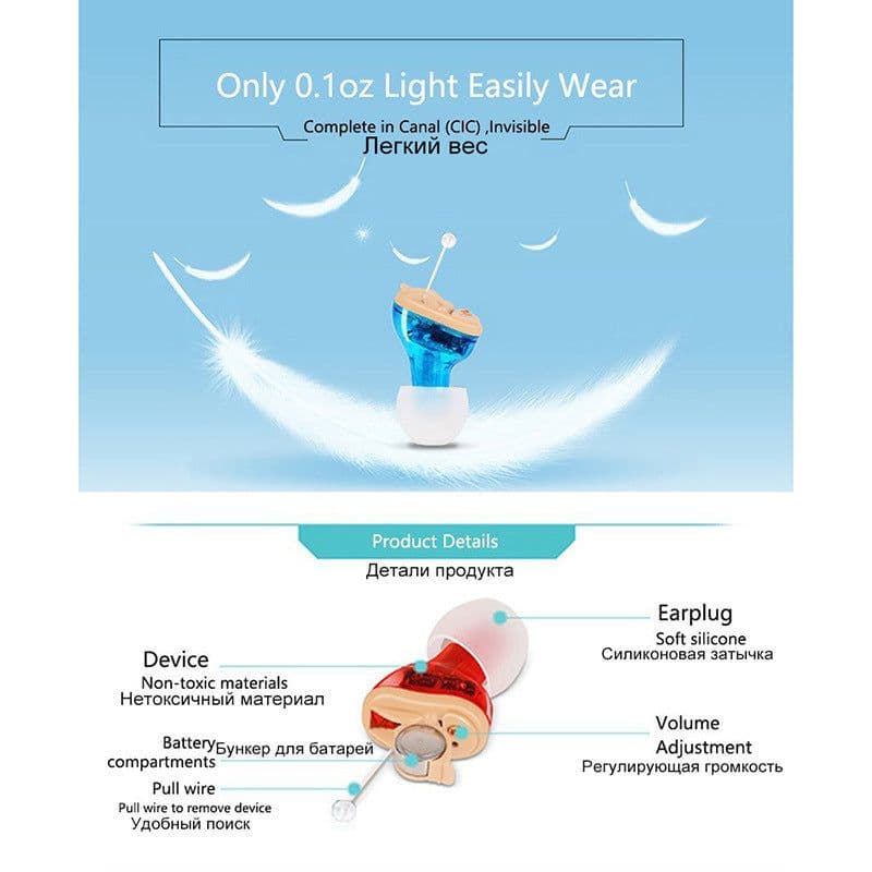 image-HearingAid Invisible Channel CIC Sound Amplifier Hearing Aid Headphones English Overseas Version