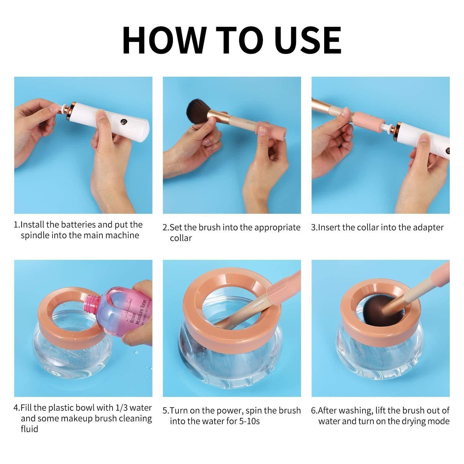 image-Rechargeable Makeup Brush Cleaner Electric Brush Machine Eyelashes Quick Dryer Glue Waker Brush Cleaning Tool