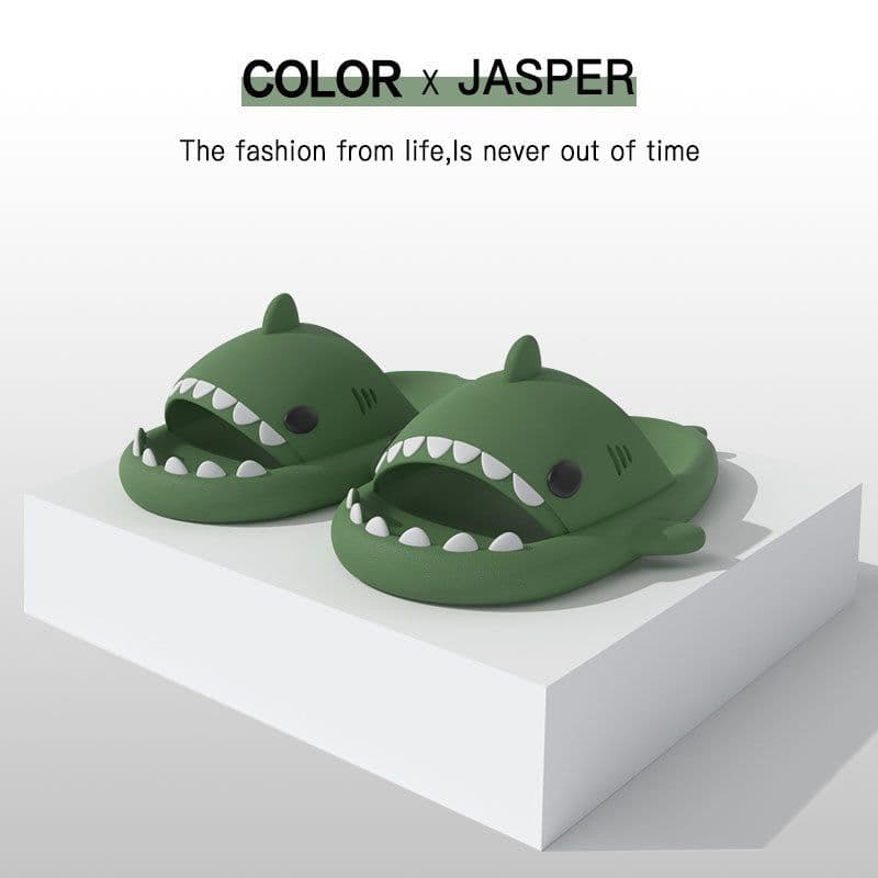 image-Shark sandals women's summer Korean version ins slippers net red couples home with parent-child cute outside wear slippers men
