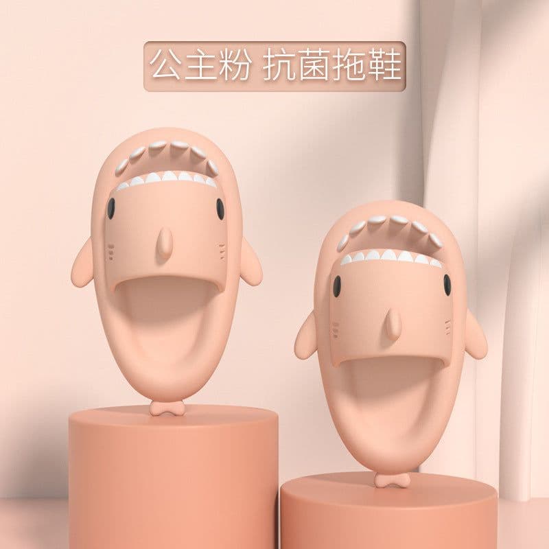 image-4cm thick bottom shark parent-child slippers female funny home cartoon children's sandals tide stepping on shit feeling couple slippers female